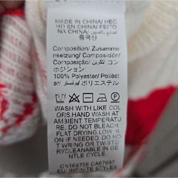 Romwe Heart Pattern Fringe Trim Drop Shoulder Sweater Sz Small - Picture 8 of 13